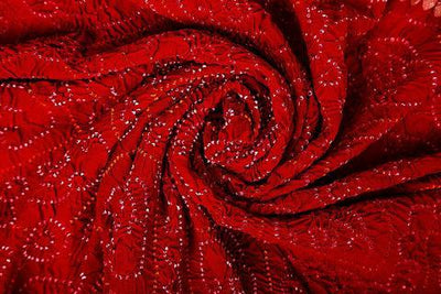 red bandhani saree