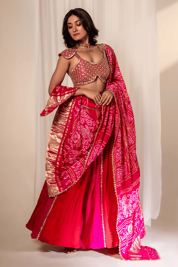 Pink & Red Crush Lehenga Set