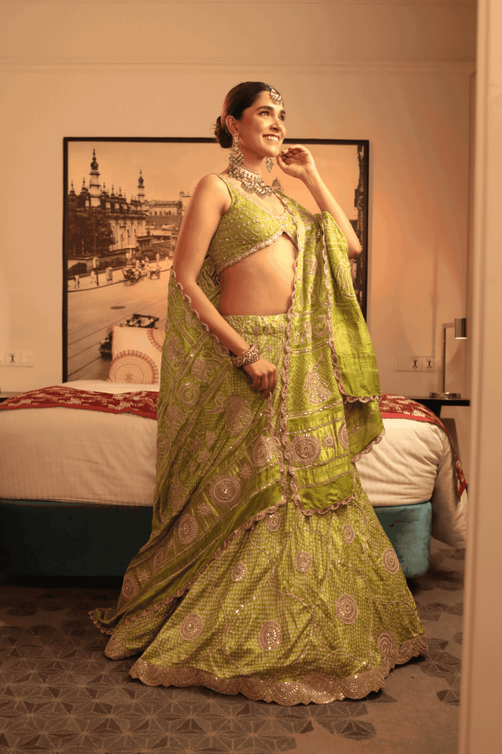 Green Gotapatti Bandhani Dupatta - Bandhani