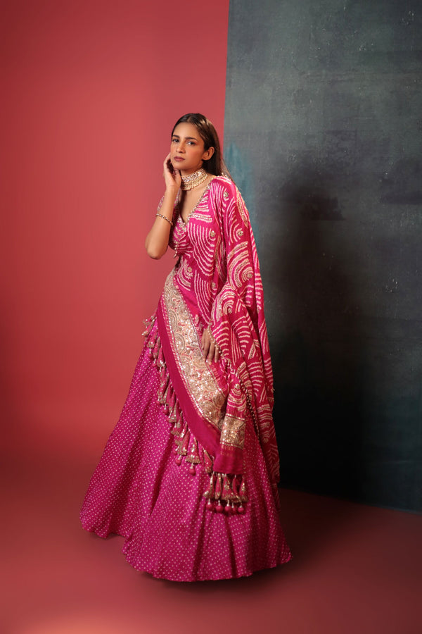 Hot Pink Wifi Dupatta - Bandhani