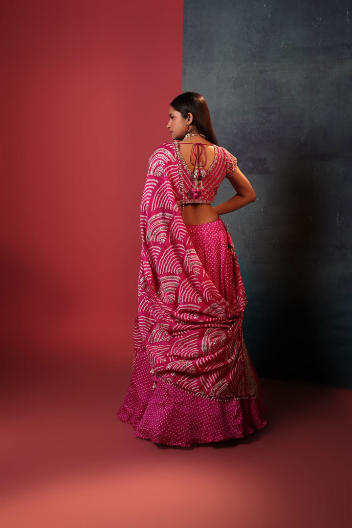 Hot Pink Wifi Dupatta - Bandhani