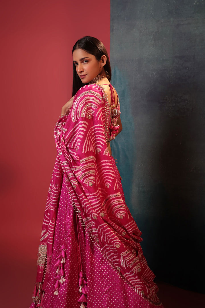 Hot Pink Wifi Dupatta - Bandhani