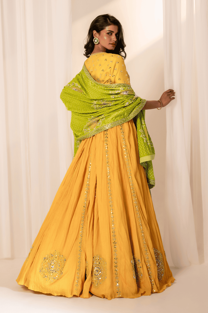 Lemon Crush Lehenga with bandhani dupatta