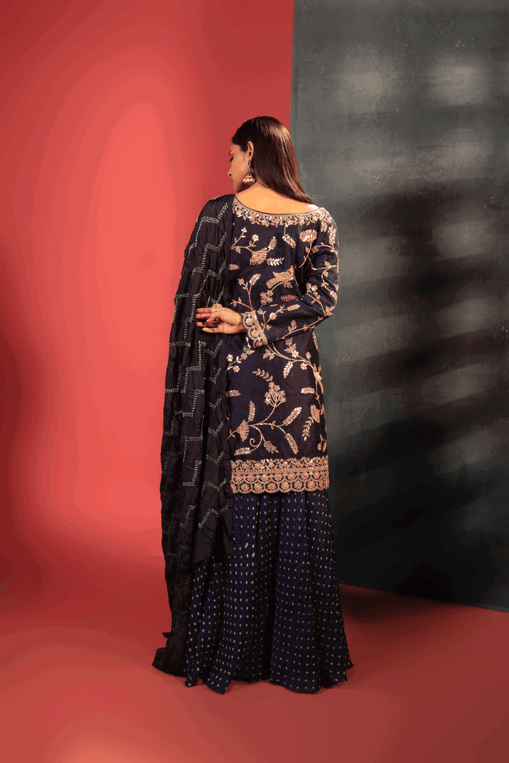 Midnight Blue Bandhani Kurta Set - Bandhani