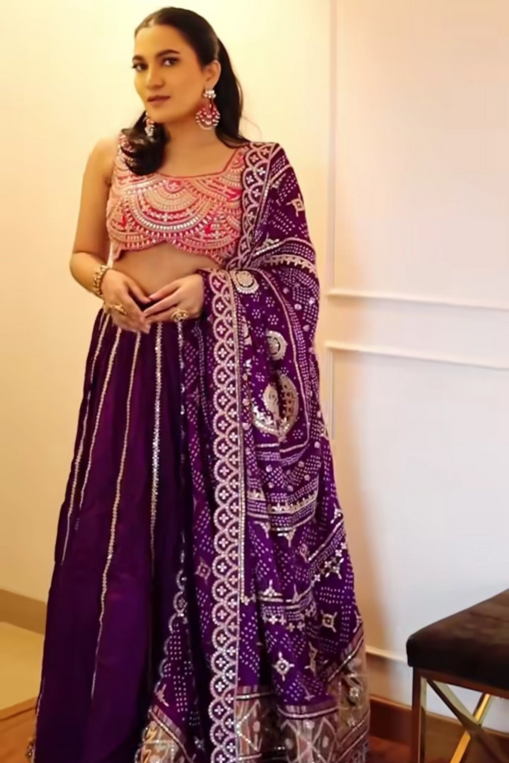 Purple Bandhani Dupatta - Bandhani