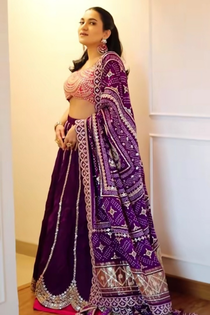 Purple Bandhani Dupatta - Bandhani