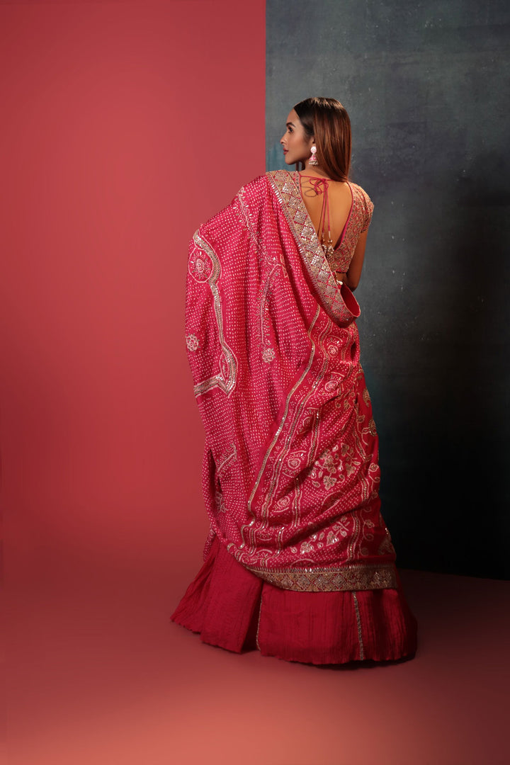 Strawberry Crush Lehenga Set - Bandhani