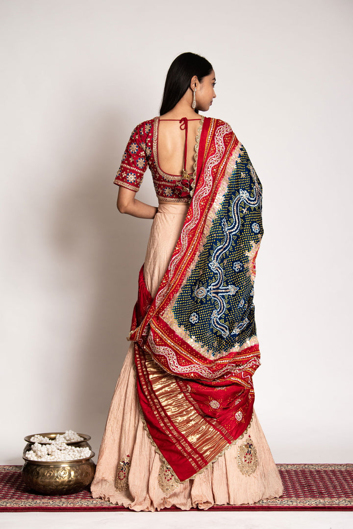 Three Shade Gazzi Bandhani Dupatta - Bandhani