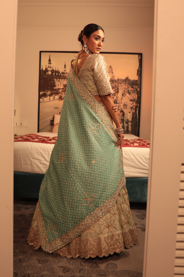 Turquoise Bandhani Dupatta - Bandhani